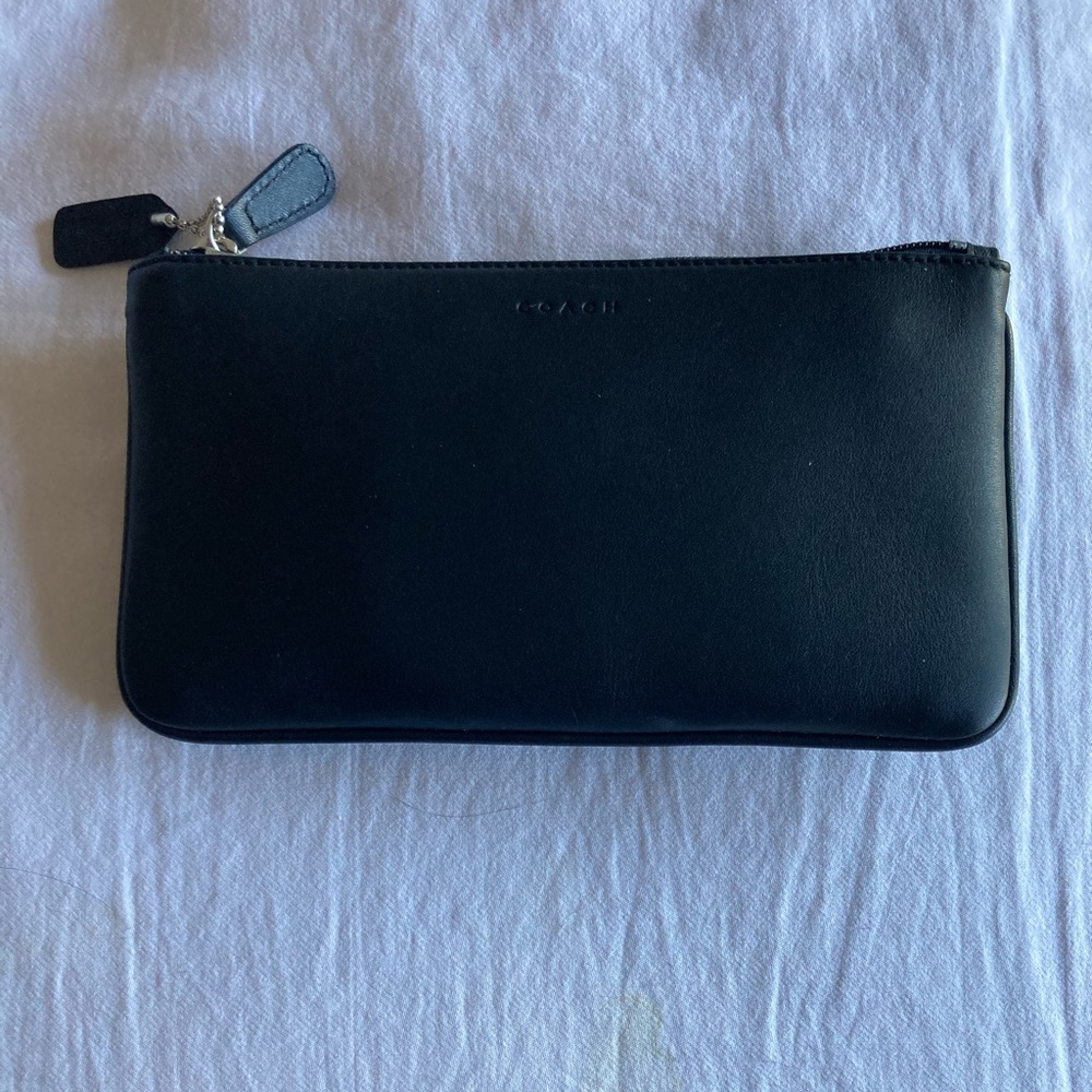 Brand new black leather Coach Clutch